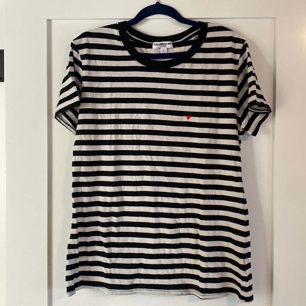 Black and white striped red with heart detail